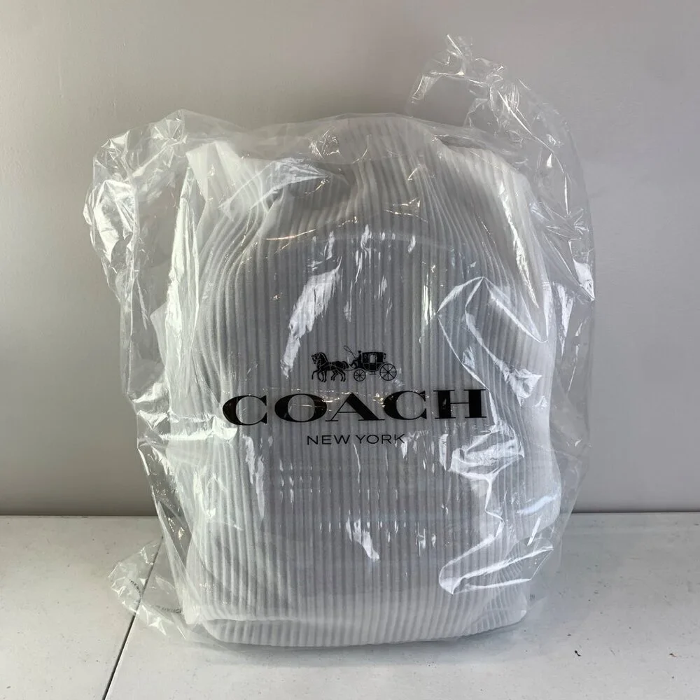 Coach West Backpack With Coach Stripe Gunmetal Denim Multi NEW